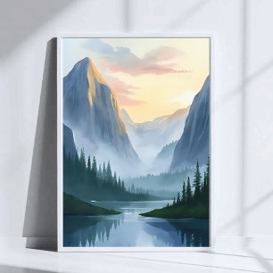 Poster Pintura em Aquarela da Cordilheira Nebulosa da Nat