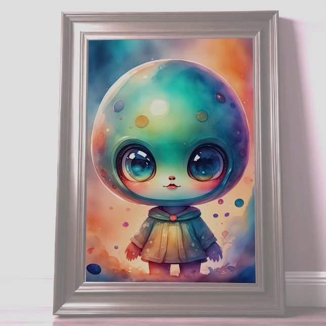 Poster Pintura em aquarela de Alienígena Chibi (Criador carregado)