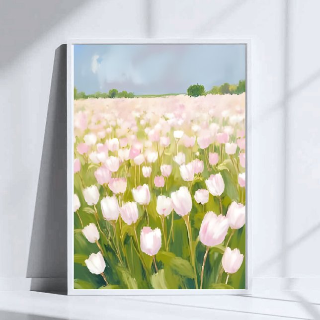Poster Pintura em Aquarela de Campo de Flores de Tulipas  (Criador carregado)