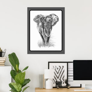 Poster Pintura em Aquarela de Elefante Arte de Vida Selva