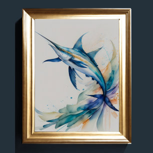 Poster Pintura em aquarela de espadarte