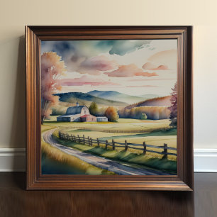 Poster Pintura em aquarela de Fazenda