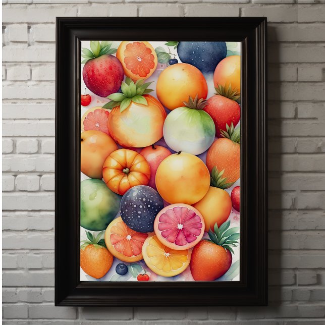 Poster Pintura em Aquarela de Fruta Assortada (Criador carregado)