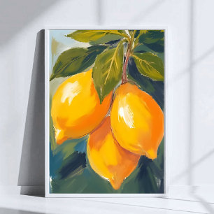 Poster Pintura em Aquarela de Frutas da Árvore de Limão