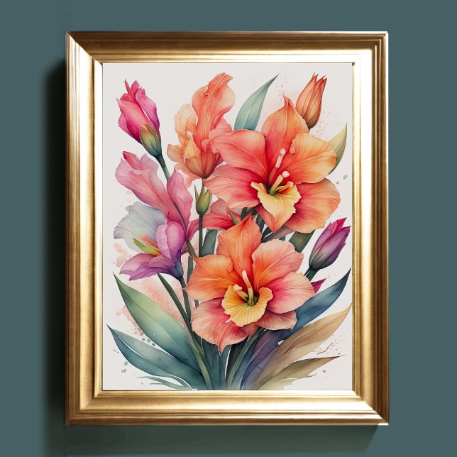Poster Pintura em aquarela de Gladiolas (Criador carregado)