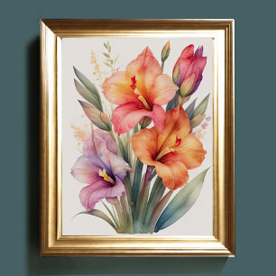Poster Pintura em aquarela de Gladiolas II