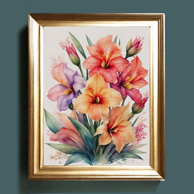 Poster Pintura em aquarela de Gladiolas VI (Criador carregado)