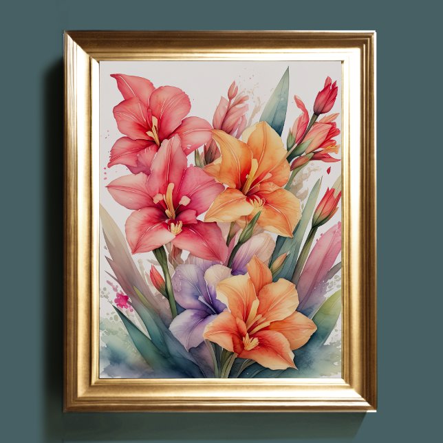 Poster Pintura em aquarela de Gladiolas VII (Criador carregado)