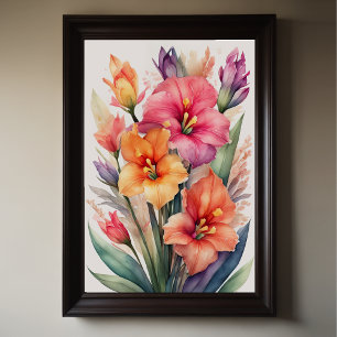 Poster Pintura em aquarela de Gladiolas VIII