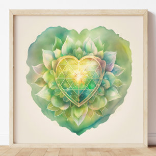 Póster Pintura em Aquarela de Heart Chakra