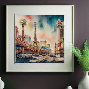 Poster Pintura em Aquarela de Jogo Cidade