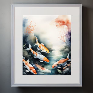 Poster Pintura em aquarela de Koi Fish IV