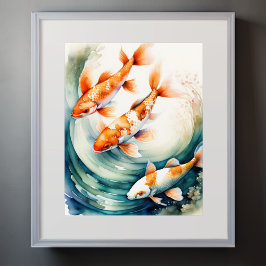 Poster Pintura em aquarela de Koi Fish V