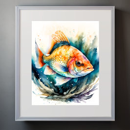 Poster Pintura em Aquarela de Peixe
