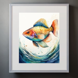 Poster Pintura em Aquarela de Peixe