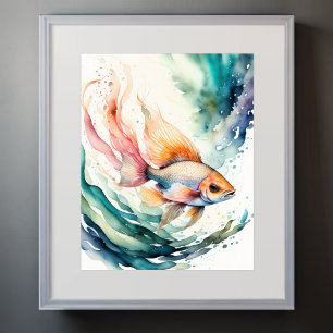 Poster Pintura em Aquarela de Peixe