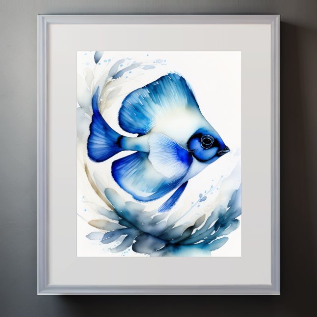 Poster Pintura em aquarela de peixe azul (Criador carregado)