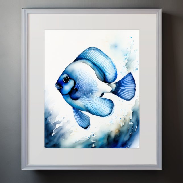 Poster Pintura em aquarela de peixe azul II (Criador carregado)