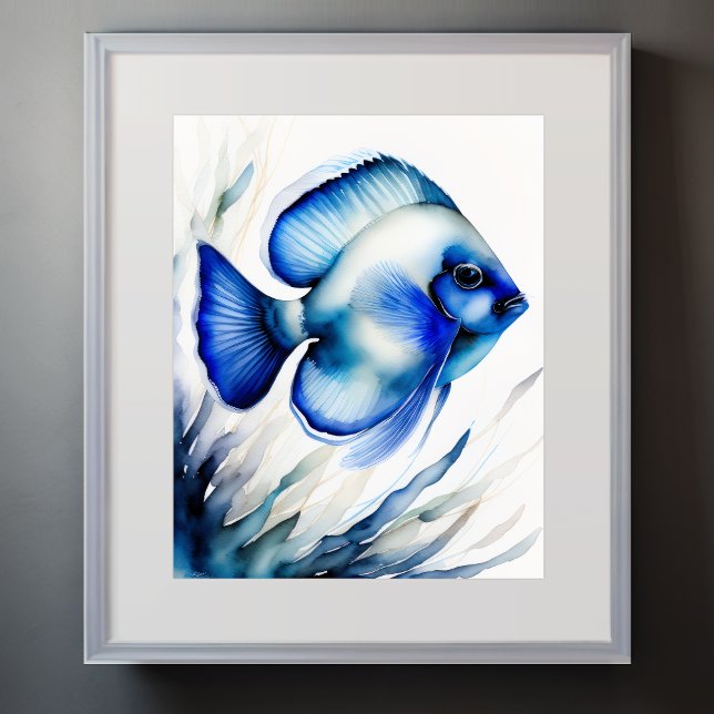Poster Pintura em aquarela de peixe azul III (Criador carregado)