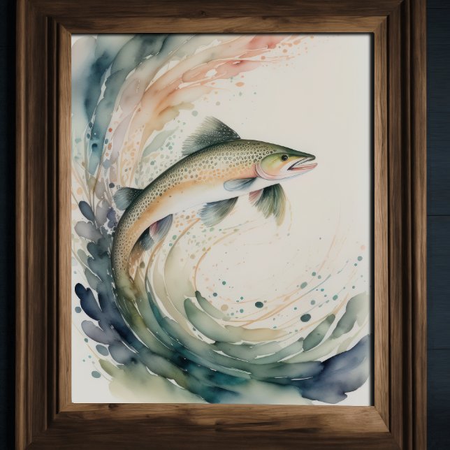 Poster Pintura em aquarela de peixe - barra II (Criador carregado)