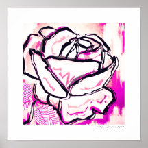 Pintura em Aquarela de Rosa em Arte Pop Rosa Moder