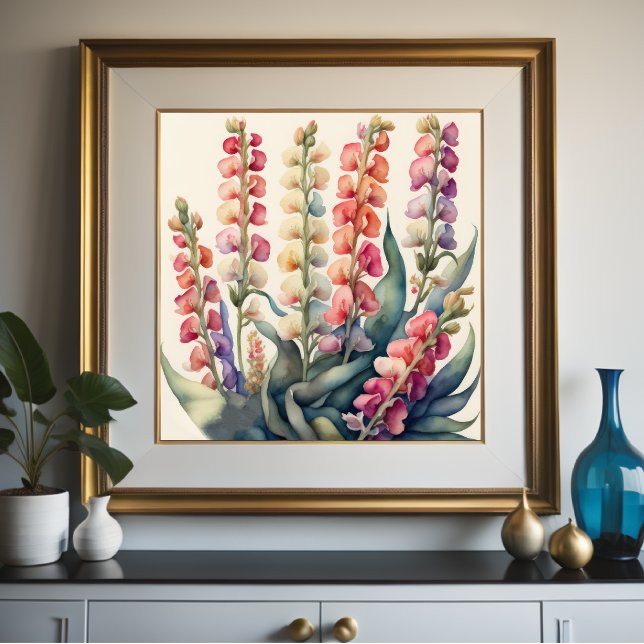 Poster Pintura em Aquarela de Snapdragons (Criador carregado)
