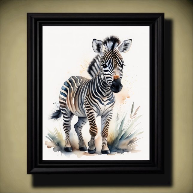 Poster Pintura em aquarela de um Bebê-Zebra 5:4 (Criador carregado)