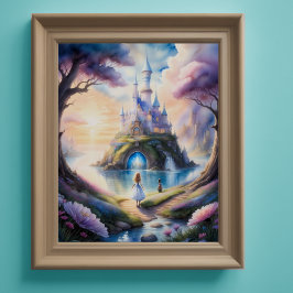 Poster Pintura em Aquarela do Castelo de Storybook