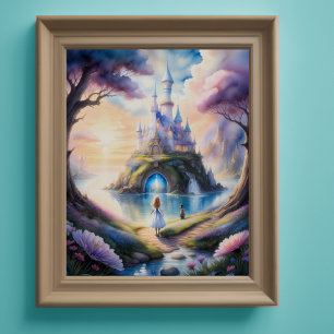 Poster Pintura em Aquarela do Castelo de Storybook