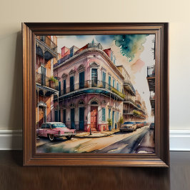 Poster Pintura em Aquarela do Trimestre Francês Vintage