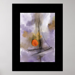 Poster Pintura em aquarela embarcação desenhada à mão no