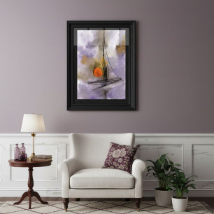 Poster Pintura em aquarela embarcação desenhada à mão no 