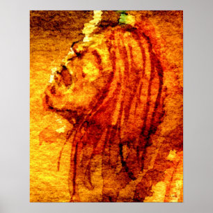 Poster Pintura em Aquarela Tristeza Laranja