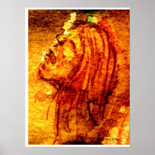 Póster Pintura em Aquarela Tristeza Saúde Mental