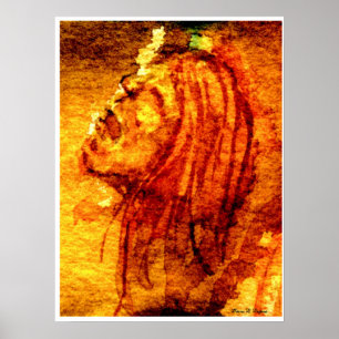Póster Pintura em Aquarela Tristeza Saúde Mental