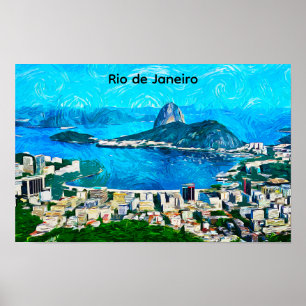 Poster Pintura em Aquarela Vintage do Rio de Janeiro