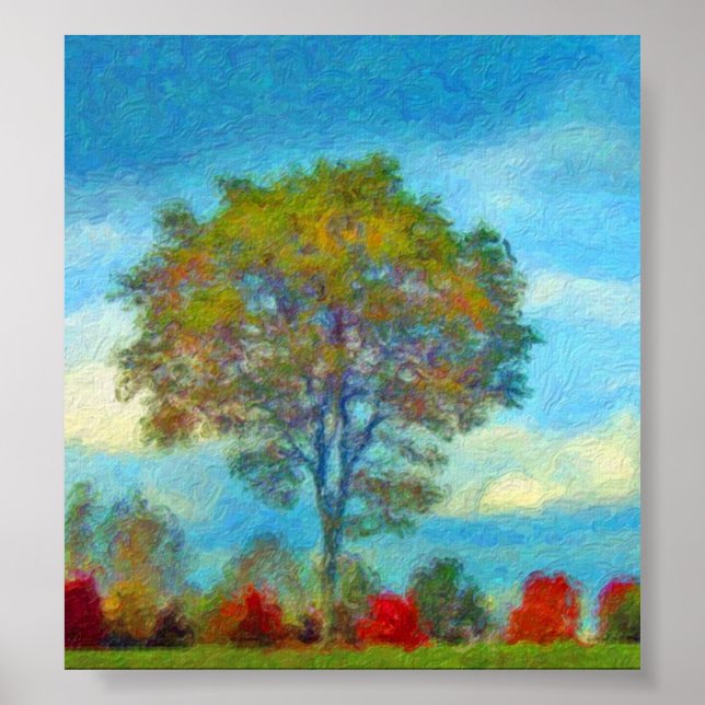 Póster Pintura em árvore de outono (Frente)