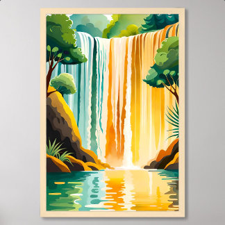 Poster Pintura em cascata de ouro com arredondamento Rock