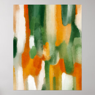 Poster Pintura em Cor Verde Laranja