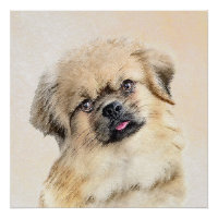 Pintura em espanhol tibetano - Arte canina origina