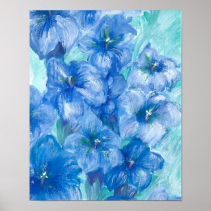 Poster Pintura em flor selvagem azul