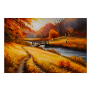 Póster Pintura em Florestas Vibrantes de Outono - Paisage