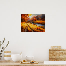 Poster Pintura em Florestas Vibrantes de Outono - Paisage