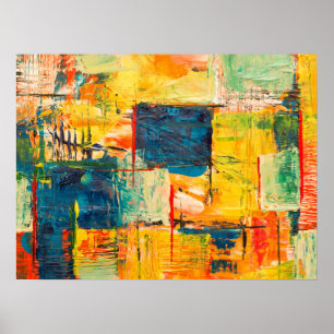 Poster Pintura em forma de acrílico com Abstrato amarelo