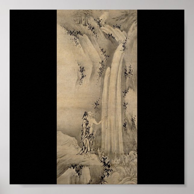 Póster Pintura em japonês da cachoeira, c. anos 1500 (Frente)