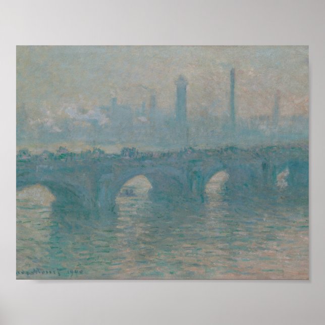 Poster Pintura em Monet de Cinza da Ponte Waterloo (Frente)
