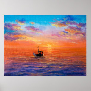 Poster pintura em óleo de abstrato, a bordo de embarcaçõe