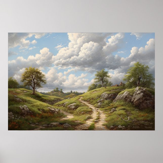 Poster Pintura em óleo do percurso de enrolamento através (Frente)