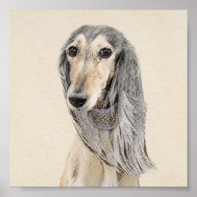 Poster Pintura em Saluki (Fawn) - Arte de Cachorro Origin (Frente)