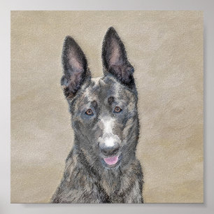 Póster Pintura em Shepherd Holandês - Arte em Cachorro O